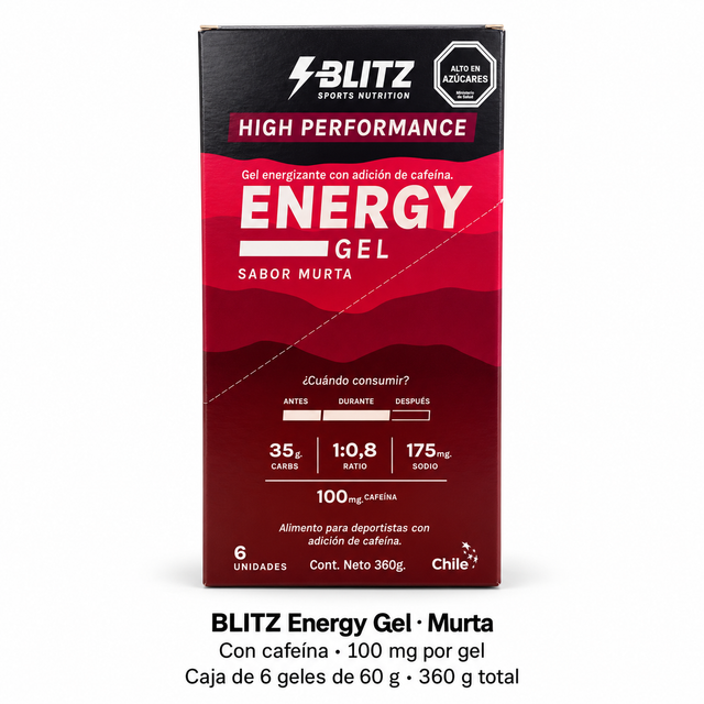 BLITZ Energy Gel Murta con Cafeína – Caja de 6 unidades